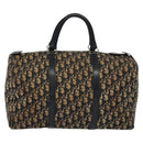 Christian Dior Trotter Canvas Boston Bag Navy Silver Auth 131687-3