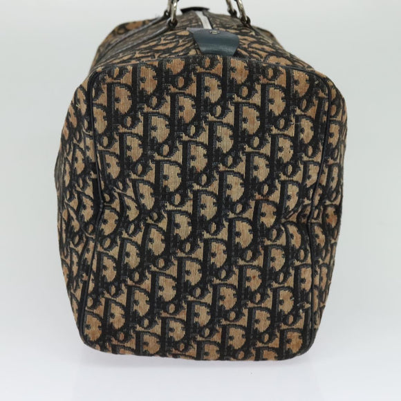 Christian Dior Trotter Canvas Boston Bag Navy Silver Auth 131687