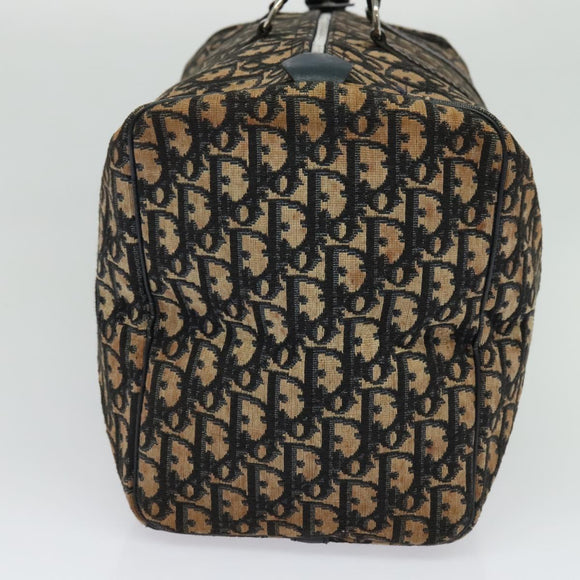 Christian Dior Trotter Canvas Boston Bag Navy Silver Auth 131687