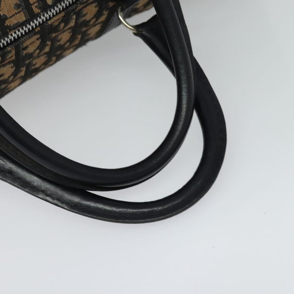 Christian Dior Trotter Canvas Boston Bag Navy Silver Auth 131687