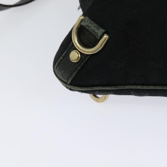 GUCCI GG Canvas Abbey Shoulder Bag Black Gold 131326 Auth 131688