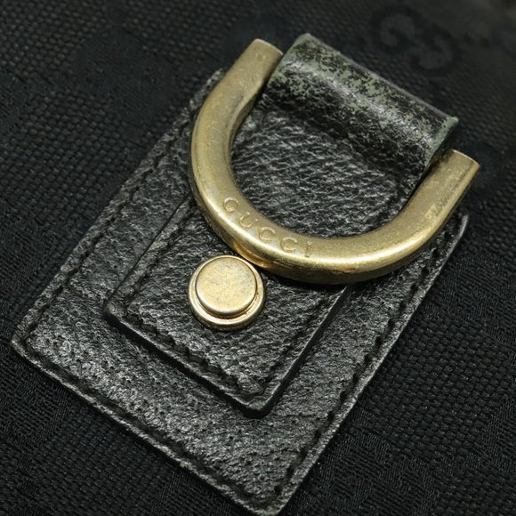 GUCCI GG Canvas Abbey Shoulder Bag Black Gold 131326 Auth 131688