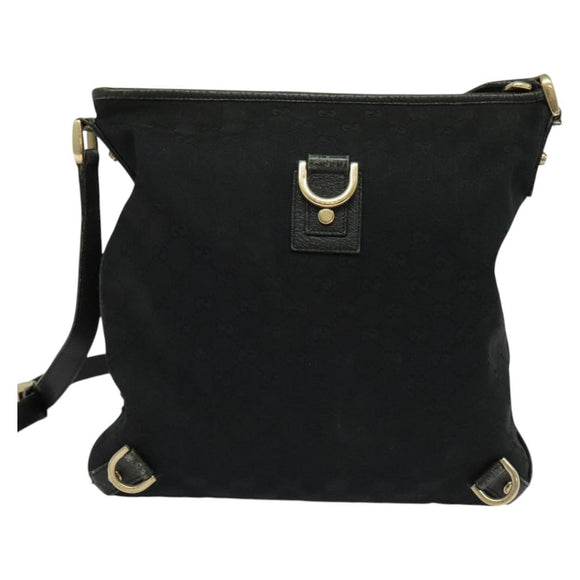 GUCCI GG Canvas Abbey Shoulder Bag Black Gold 131326 Auth 131688
