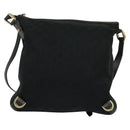 GUCCI GG Canvas Abbey Shoulder Bag Black Gold 131326 Auth 131688-2