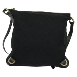 GUCCI GG Canvas Abbey Shoulder Bag Black Gold 131326 Auth 131688 - 0