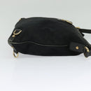 GUCCI GG Canvas Abbey Shoulder Bag Black Gold 131326 Auth 131688-4