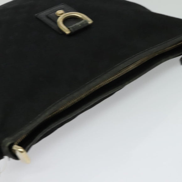 GUCCI GG Canvas Abbey Shoulder Bag Black Gold 131326 Auth 131688