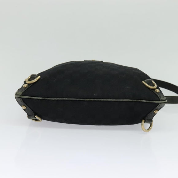 GUCCI GG Canvas Abbey Shoulder Bag Black Gold 131326 Auth 131688