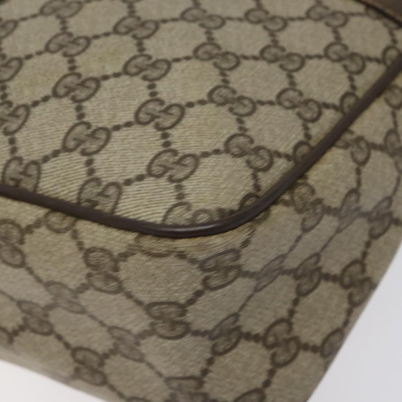 GUCCI GG Supreme Web Sherry Line Hand Bag PVC Beige Gold Red Auth 131690