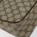 GUCCI GG Supreme Web Sherry Line Hand Bag PVC Beige Gold Red Auth 131690-11