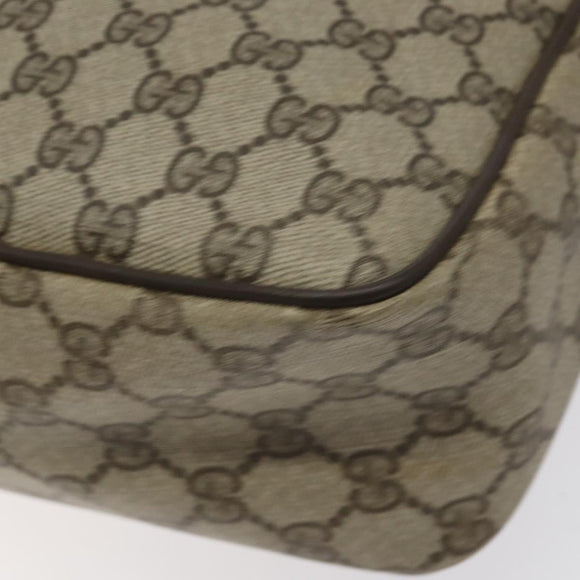 GUCCI GG Supreme Web Sherry Line Hand Bag PVC Beige Gold Red Auth 131690