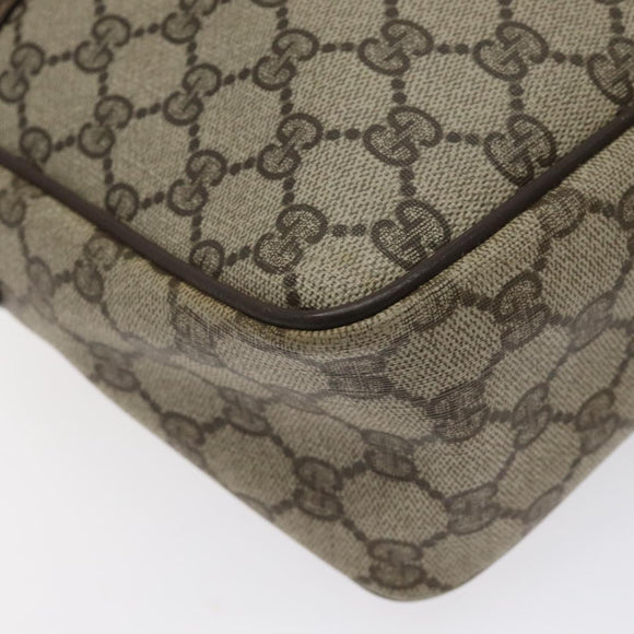 GUCCI GG Supreme Web Sherry Line Hand Bag PVC Beige Gold Red Auth 131690