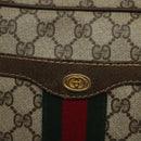 GUCCI GG Supreme Web Sherry Line Hand Bag PVC Beige Gold Red Auth 131690-14