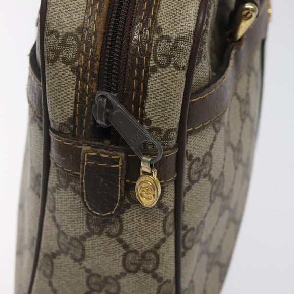 GUCCI GG Supreme Web Sherry Line Hand Bag PVC Beige Gold Red Auth 131690