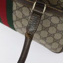 GUCCI GG Supreme Web Sherry Line Hand Bag PVC Beige Gold Red Auth 131690-16