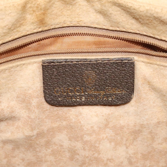 GUCCI GG Supreme Web Sherry Line Hand Bag PVC Beige Gold Red Auth 131690