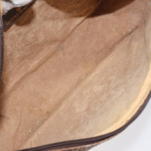 GUCCI GG Supreme Web Sherry Line Hand Bag PVC Beige Gold Red Auth 131690