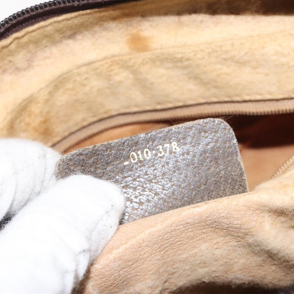 GUCCI GG Supreme Web Sherry Line Hand Bag PVC Beige Gold Red Auth 131690