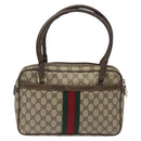 GUCCI GG Supreme Web Sherry Line Hand Bag PVC Beige Gold Red Auth 131690-3