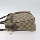 GUCCI GG Supreme Web Sherry Line Hand Bag PVC Beige Gold Red Auth 131690-5