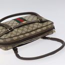 GUCCI GG Supreme Web Sherry Line Hand Bag PVC Beige Gold Red Auth 131690-6