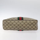 GUCCI GG Supreme Web Sherry Line Hand Bag PVC Beige Gold Red Auth 131690-9