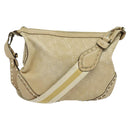 GUCCI GG Canvas Guccissima Shoulder Bag Leather Beige Gold 153691 Auth 131692-1