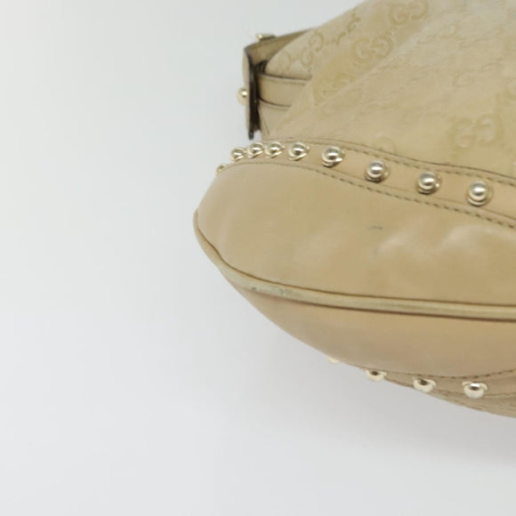 GUCCI GG Canvas Guccissima Shoulder Bag Leather Beige Gold 153691 Auth 131692