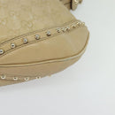 GUCCI GG Canvas Guccissima Shoulder Bag Leather Beige Gold 153691 Auth 131692-14