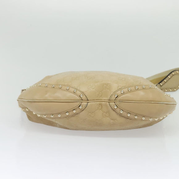 GUCCI GG Canvas Guccissima Shoulder Bag Leather Beige Gold 153691 Auth 131692