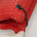 BOTTEGA VENETA INTRECCIATO Chain Shoulder Bag Leather Red Auth 131699-9