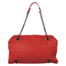 BOTTEGA VENETA INTRECCIATO Chain Shoulder Bag Leather Red Auth 131699-13