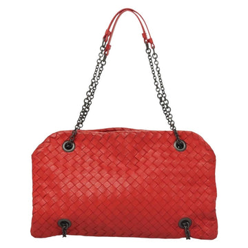 BOTTEGA VENETA INTRECCIATO Chain Shoulder Bag Leather Red Auth 131699 - 0