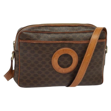 CELINE Macadam Canvas Shoulder Bag PVC Leather Brown Gold Auth 131702