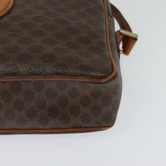 CELINE Macadam Canvas Shoulder Bag PVC Leather Brown Gold Auth 131702