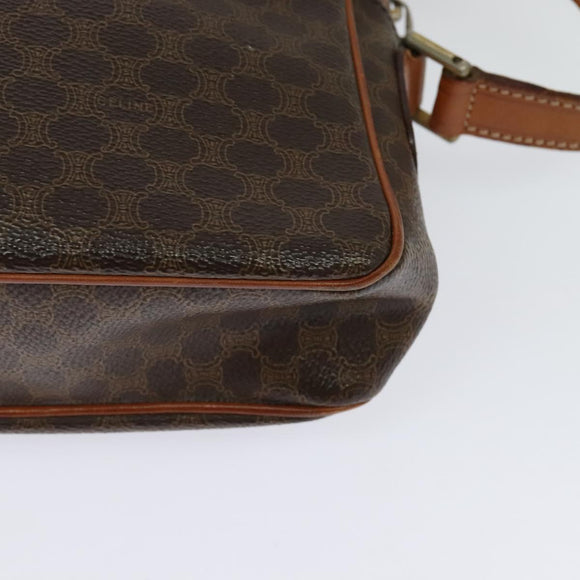 CELINE Macadam Canvas Shoulder Bag PVC Leather Brown Gold Auth 131702