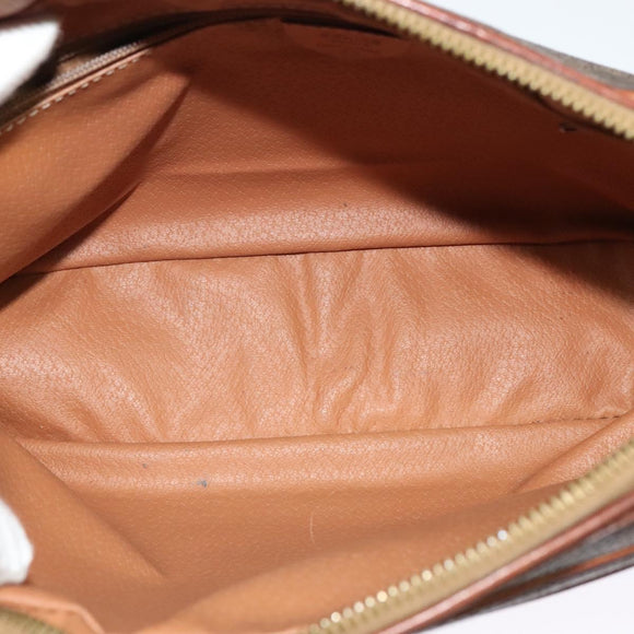 CELINE Macadam Canvas Shoulder Bag PVC Leather Brown Gold Auth 131702