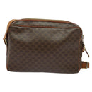 CELINE Macadam Canvas Shoulder Bag PVC Leather Brown Gold Auth 131702-3