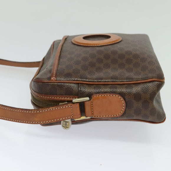 CELINE Macadam Canvas Shoulder Bag PVC Leather Brown Gold Auth 131702