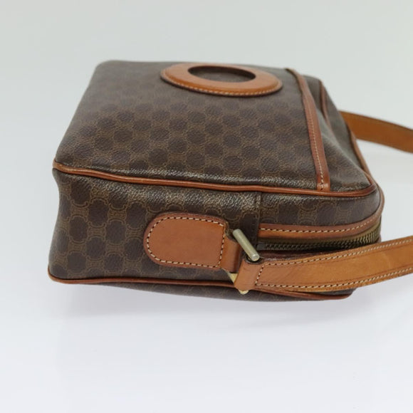 CELINE Macadam Canvas Shoulder Bag PVC Leather Brown Gold Auth 131702