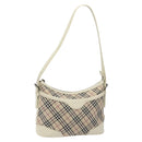 BURBERRY Nova Check Shoulder Bag Canvas Beige Silver Auth 131704-1