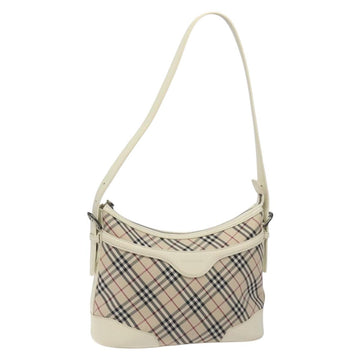 BURBERRY Nova Check Shoulder Bag Canvas Beige Silver Auth 131704