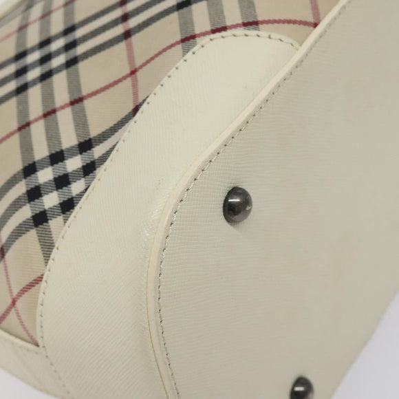 BURBERRY Nova Check Shoulder Bag Canvas Beige Silver Auth 131704