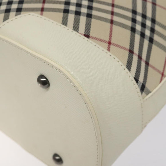 BURBERRY Nova Check Shoulder Bag Canvas Beige Silver Auth 131704