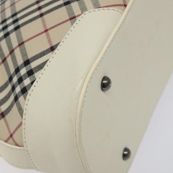 BURBERRY Nova Check Shoulder Bag Canvas Beige Silver Auth 131704