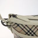 BURBERRY Nova Check Shoulder Bag Canvas Beige Silver Auth 131704-10