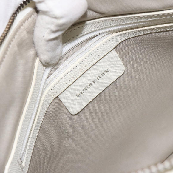 BURBERRY Nova Check Shoulder Bag Canvas Beige Silver Auth 131704