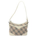 BURBERRY Nova Check Shoulder Bag Canvas Beige Silver Auth 131704-13
