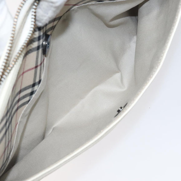 BURBERRY Nova Check Shoulder Bag Canvas Beige Silver Auth 131704