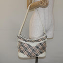 BURBERRY Nova Check Shoulder Bag Canvas Beige Silver Auth 131704-21